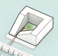 Geometrische 3D-Form mit schräger Öffnung und eingezeichneter Schnittfläche.